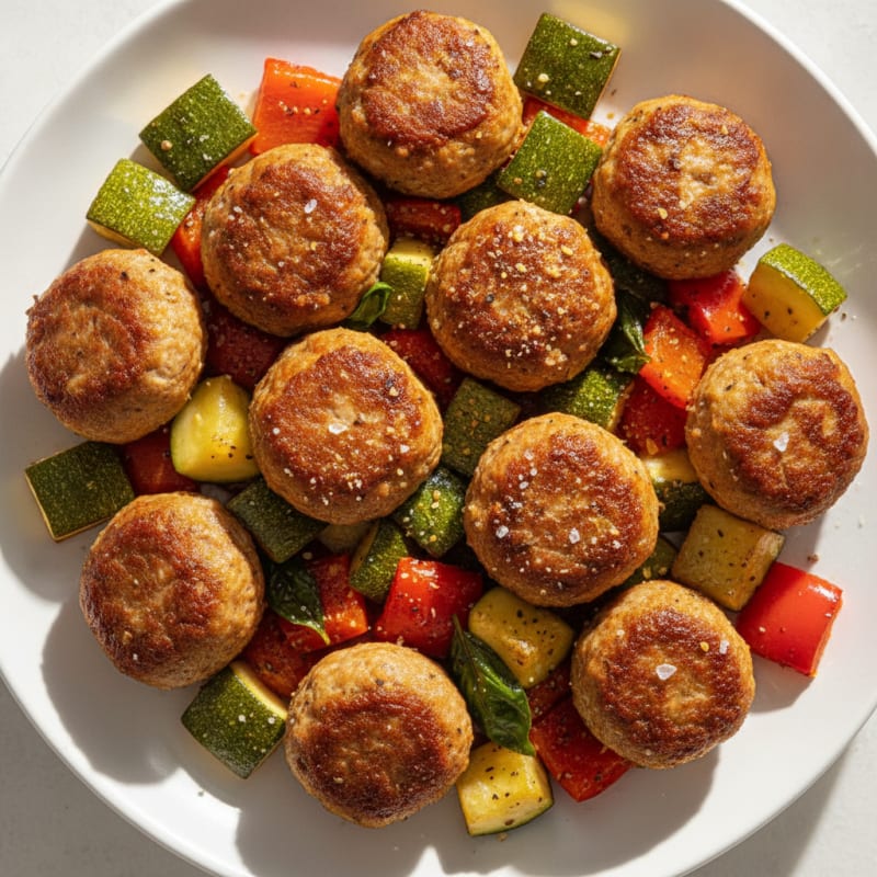 Roasted Italian Meatball and Vegetable Medley
