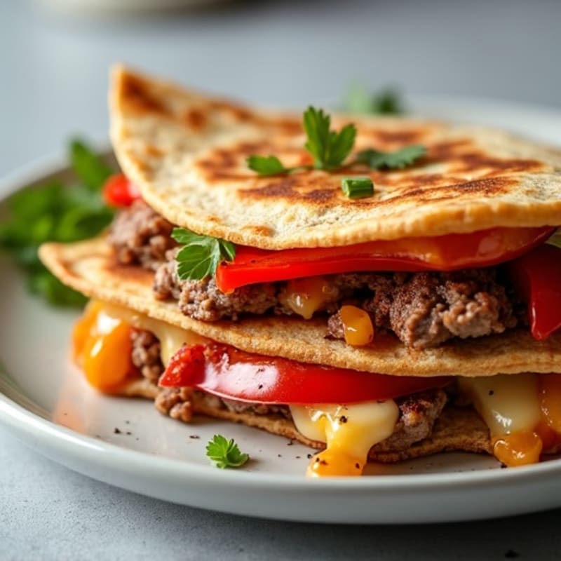 Crispy Lean Steak and Bell Pepper Quesadillas