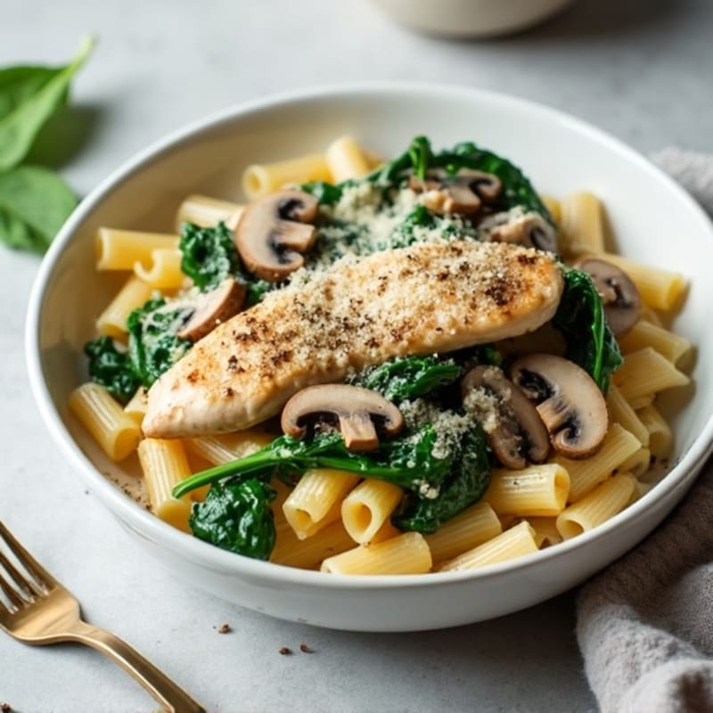 Creamy Truffle Mushroom Pasta with Fresh Spinach