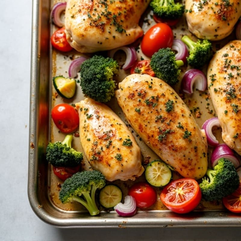 Sheet Pan Lemon-Herb Roasted Chicken and Crispy Vegetables