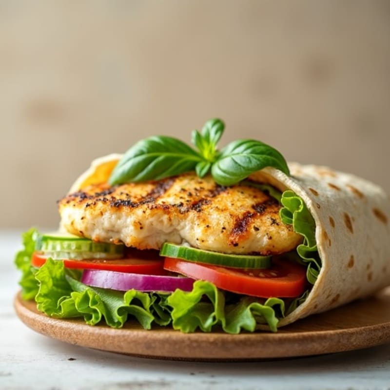 Lemon Herb Grilled Chicken and Fresh Veggie Wrap