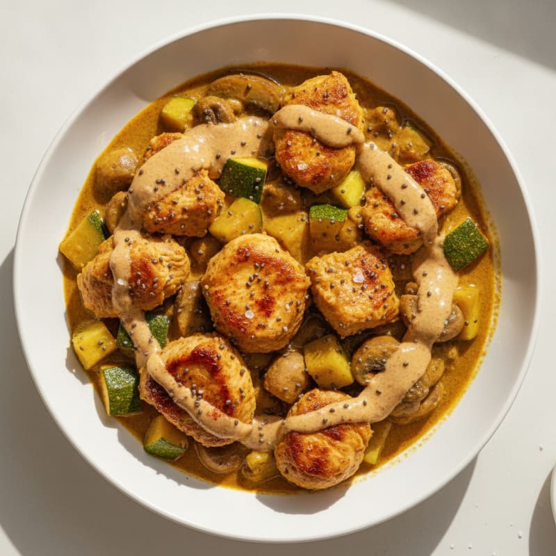 Curried Turkey and Zucchini Stew with Cashew Butter