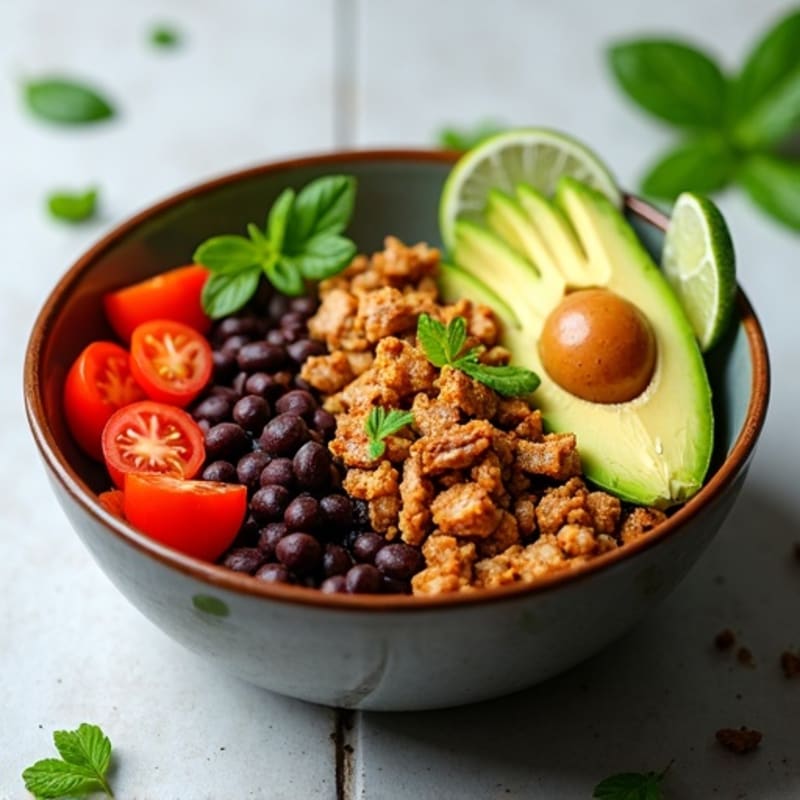 Spiced Ground Turkey and Black Bean Bowl with Fresh Avocado