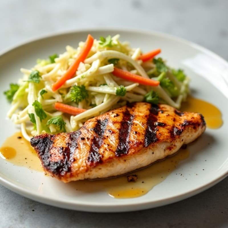 Grilled Chicken Breast with Crunchy Cabbage Slaw