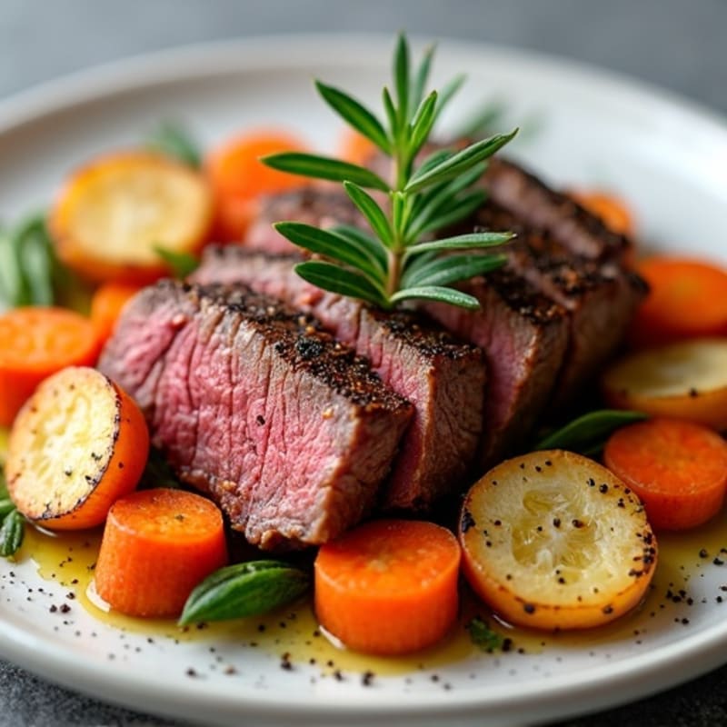 Seared Beef with Roasted Root Vegetables