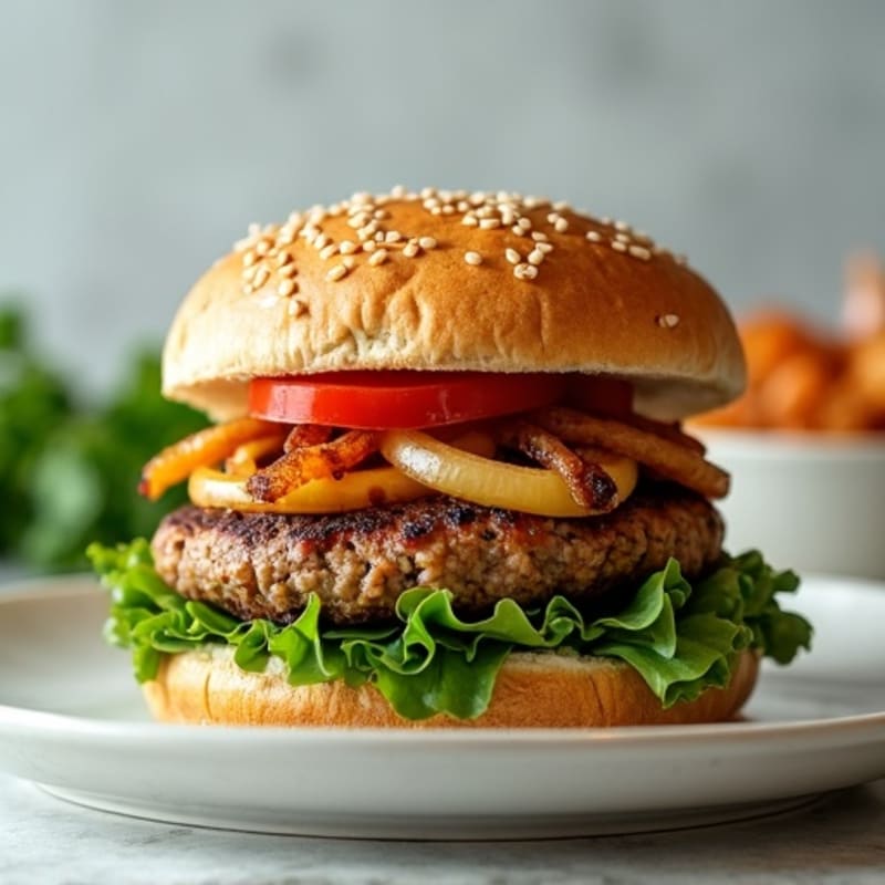 Lean Turkey Spinach Burger with Caramelized Onions