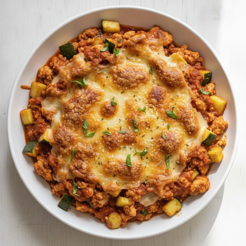Ground Chicken Parmesan Bake