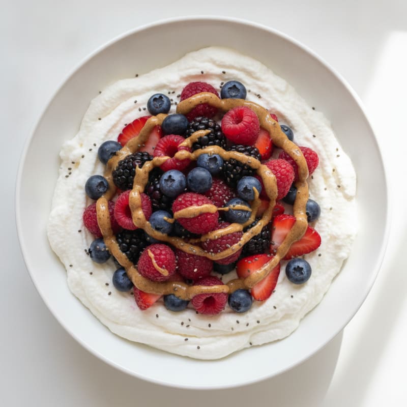 Greek Yogurt Protein Mousse with Mixed Berries