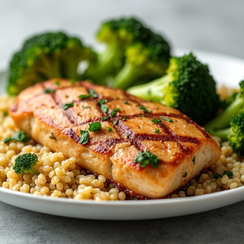 Grilled Turkey Breast with Quinoa and Roasted Broccoli
