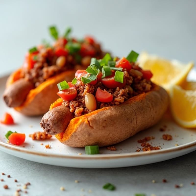 Lean Turkey Chili-Topped Sweet Potato Dogs