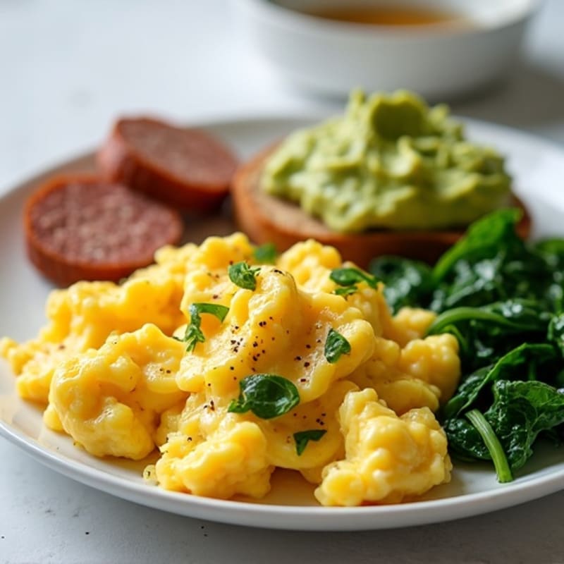 Scrambled Egg Whites with Spinach and Turkey Sausage