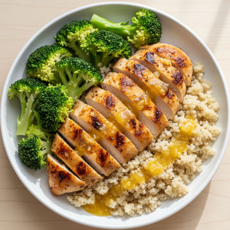Grilled Chicken Breast with Quinoa and Steamed Broccoli