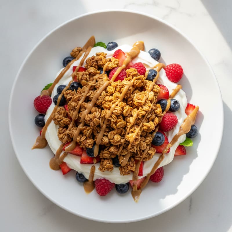 Creamy Greek Yogurt Parfait with Protein Granola and Berries