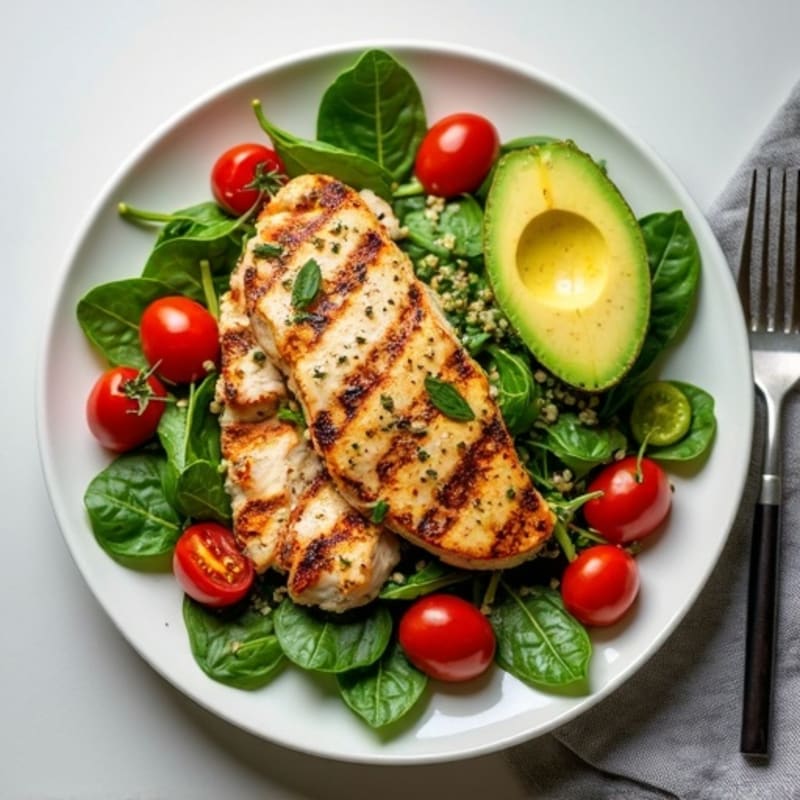 Grilled Chicken and Quinoa Spinach Salad