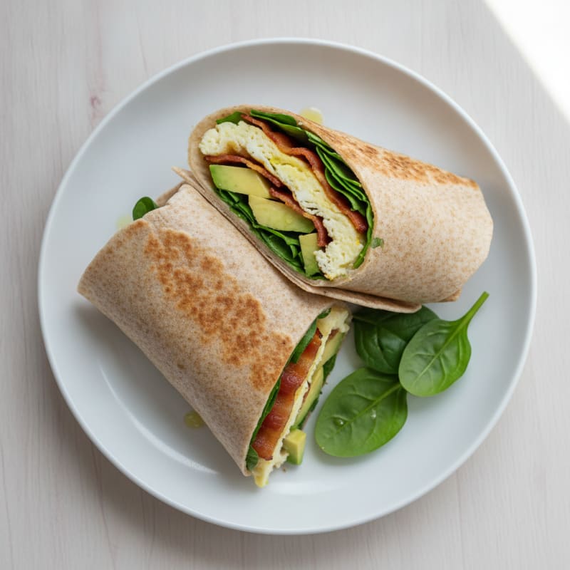 Crispy Turkey Bacon and Egg White Breakfast Wrap