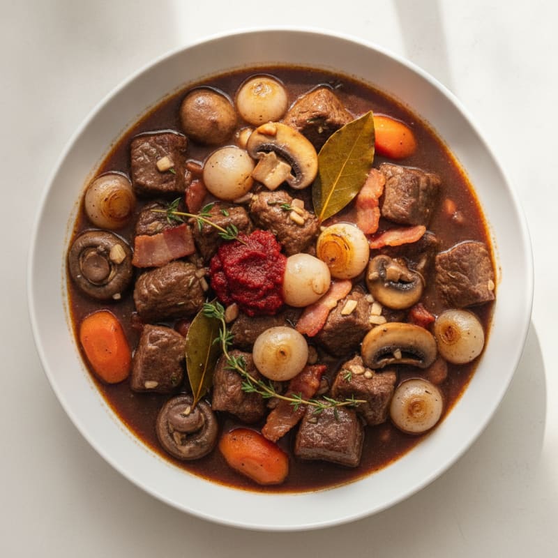 Classic Beef Bourguignon with Pearl Onions