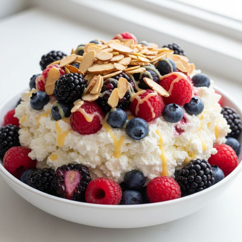 Greek Yogurt Protein Parfait with Mixed Berries and Almonds