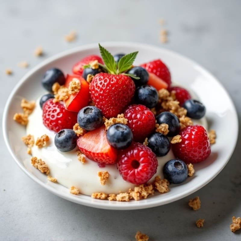 Creamy Greek Yogurt with Fresh Berries and Crunchy Granola