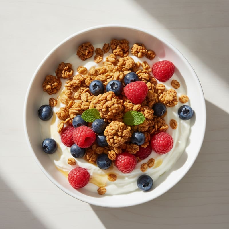Creamy Greek Yogurt Parfait with Protein Granola and Berries