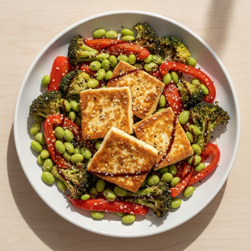 Pan-Seared Tofu with Roasted Vegetables