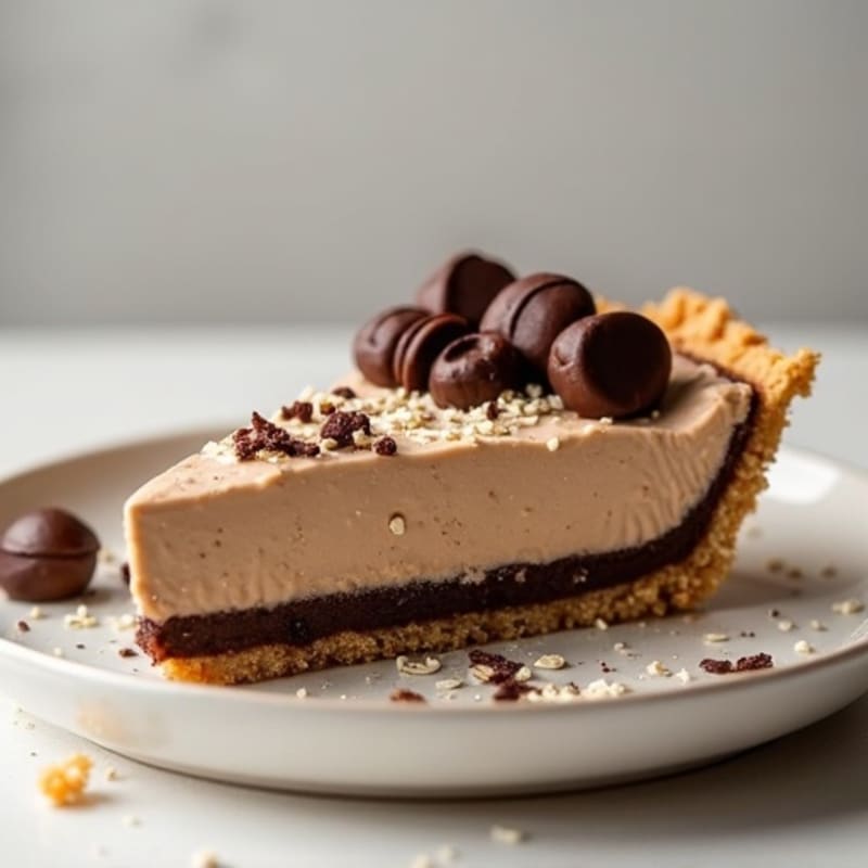No-Bake Dark Chocolate Peanut Butter Protein Pie