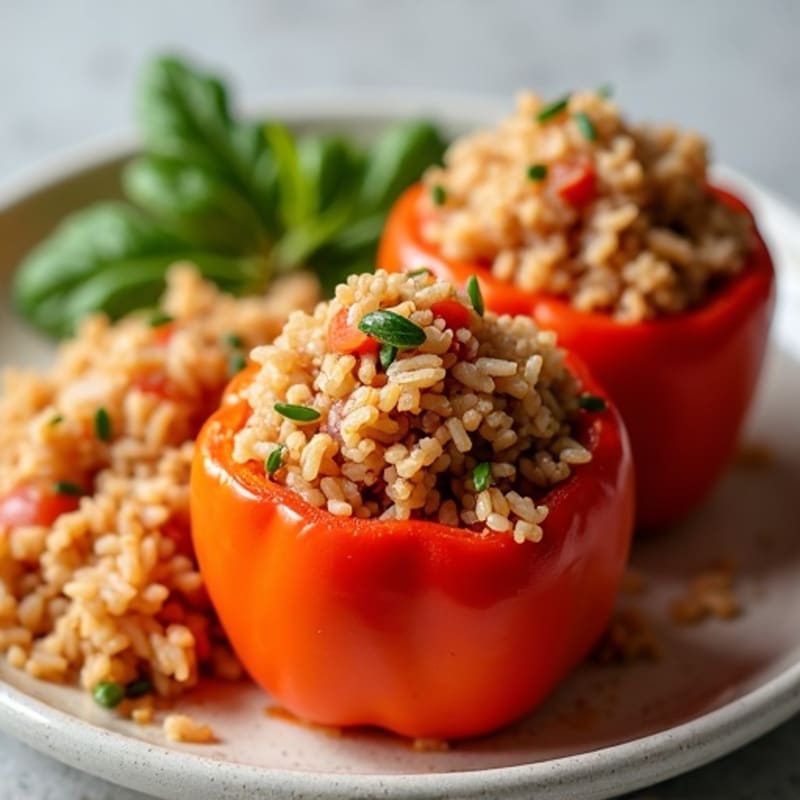 Lean Ground Turkey and Brown Rice Stuffed Bell Peppers