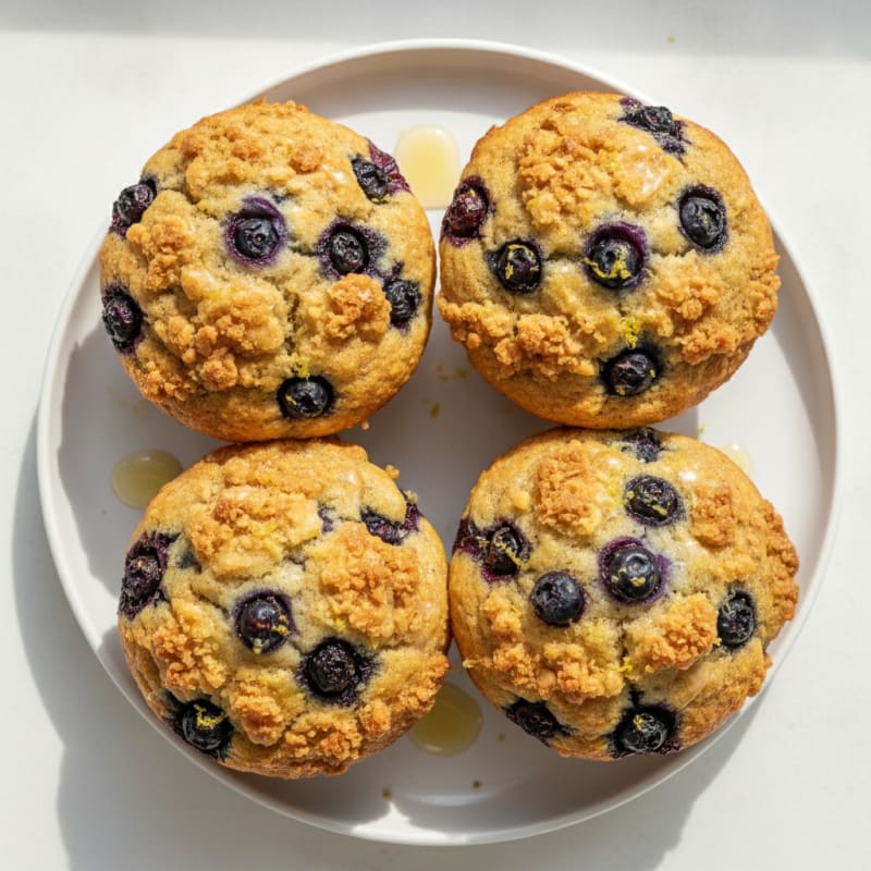 Baked Blueberry Lemon Streusel Muffins