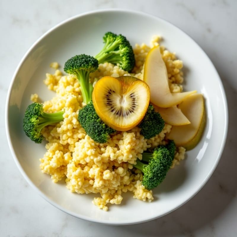 Egg White Scramble with Broccoli and Sautéed Pears