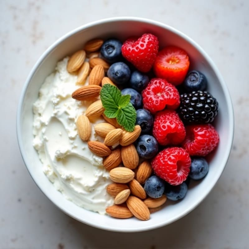 Cottage Cheese and Berry Protein Bowl with Almonds