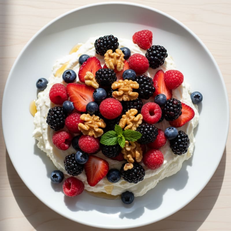 Silky Greek Yogurt Protein Mousse with Mixed Berries