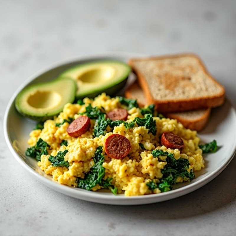 Egg White Scramble with Spinach and Turkey Sausage