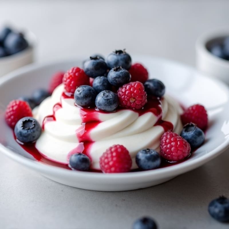 Silky Greek Yogurt with Protein Powder and Fresh Berries
