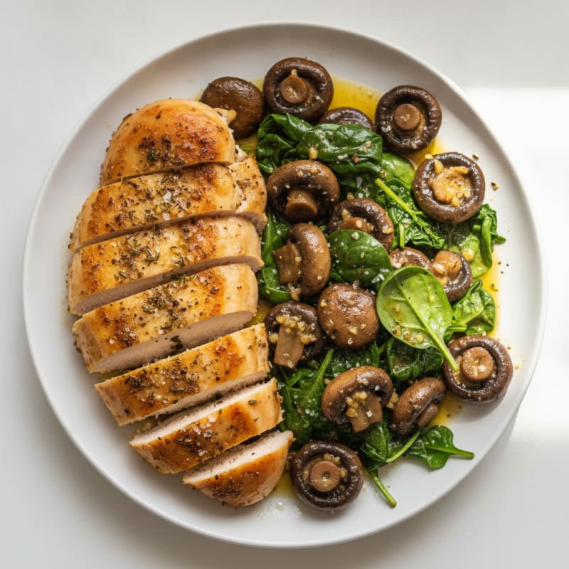 Roasted Garlic Butter Mushrooms with Herbed Chicken