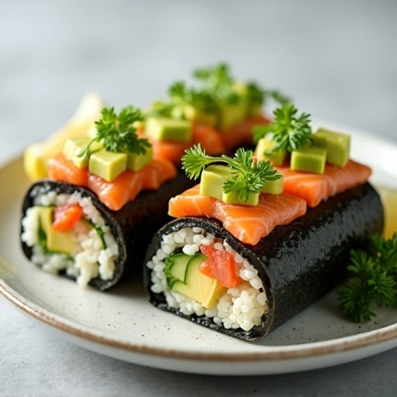 Fresh Salmon and Avocado Nori Rolls