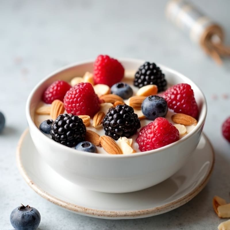 Greek Yogurt Protein Bowl with Almonds and Berries