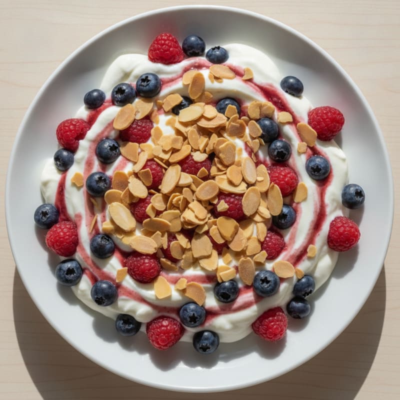 Greek Yogurt Protein Parfait with Berries and Almonds