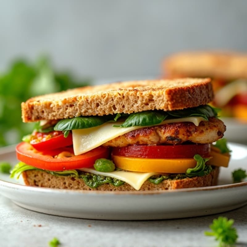 Crispy Roasted Vegetable Panini with Grilled Chicken