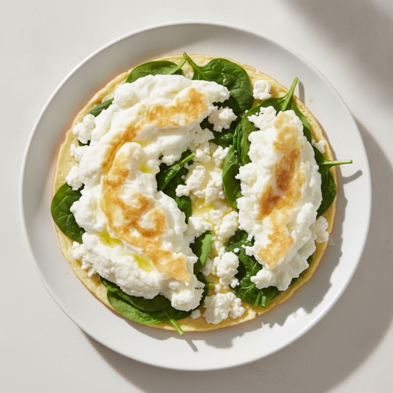 Egg White Spinach Omelette with Cottage Cheese