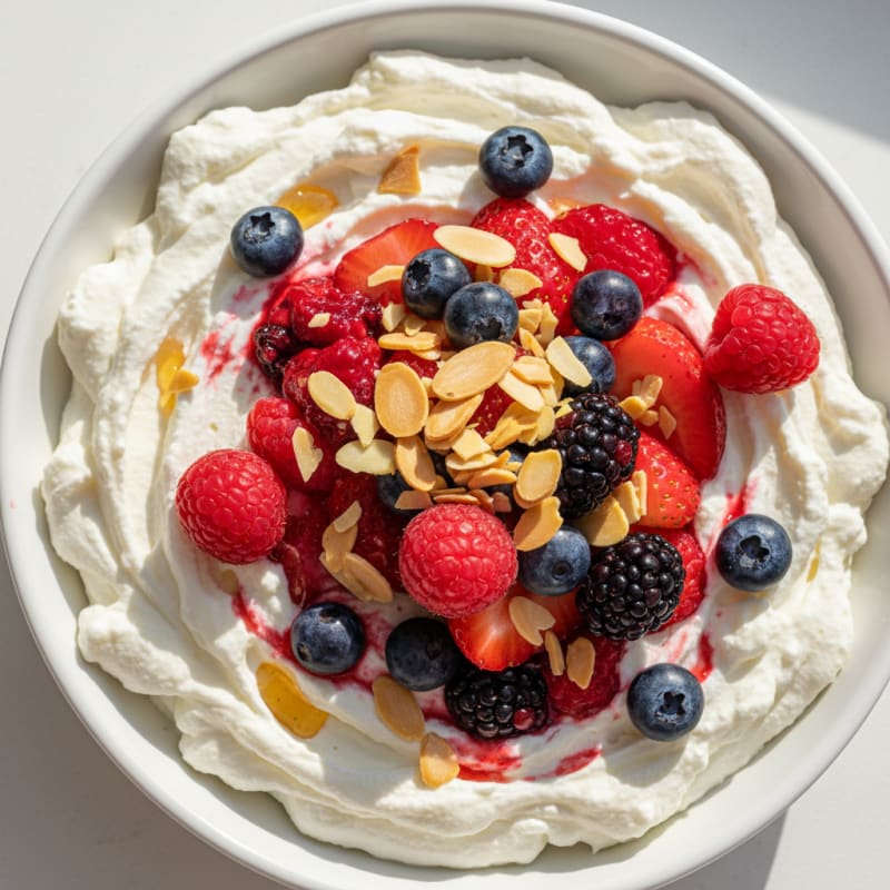 Greek Yogurt Protein Mousse with Mixed Berries