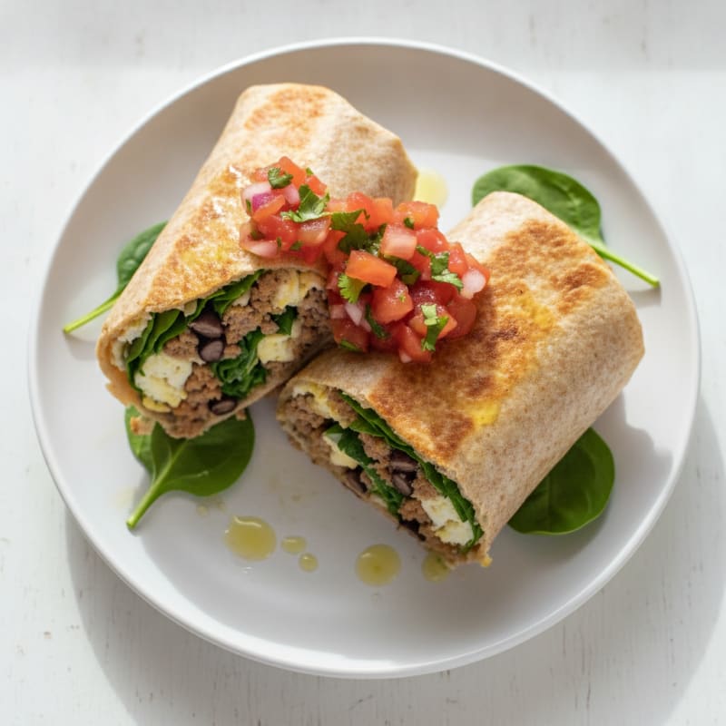 Hearty Sausage Breakfast Burrito with Salsa
