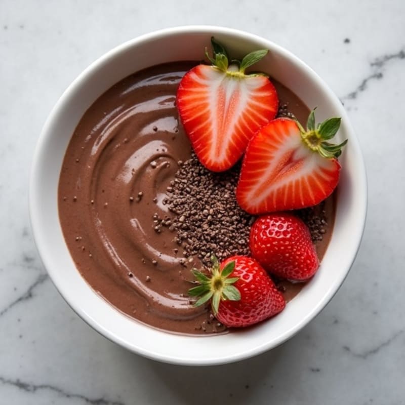 Chocolate Protein Chia Pudding with Fresh Strawberries