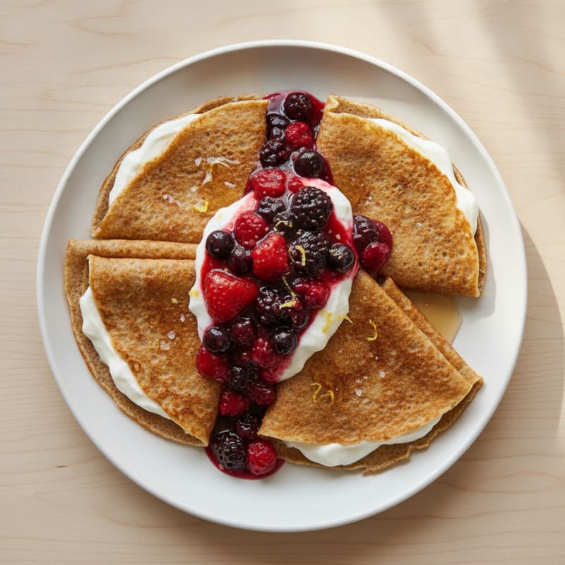 Delicate French Crêpes with Berry Compote