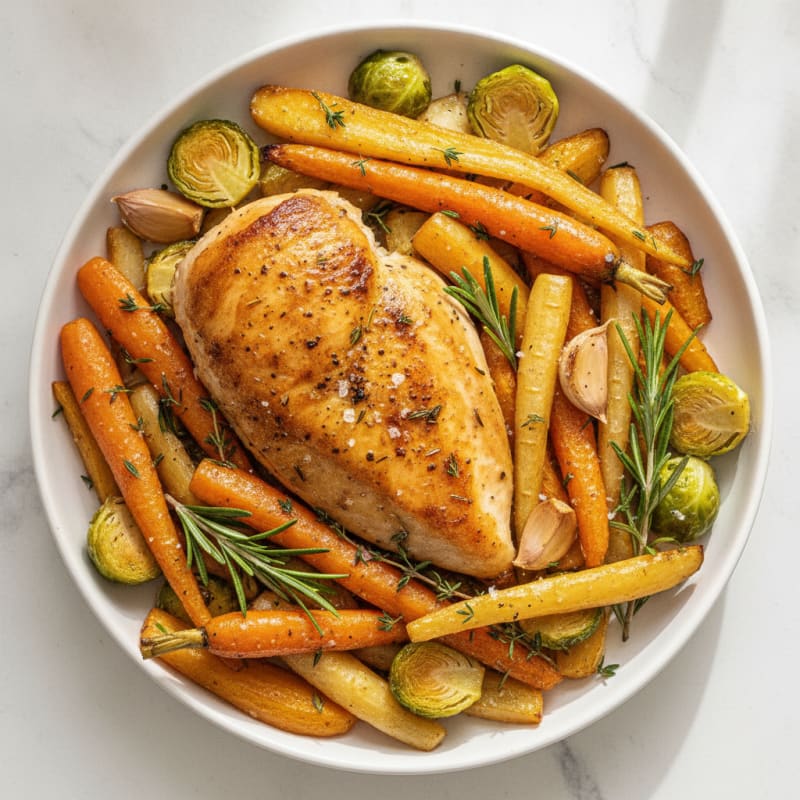 Garlic Herb Roasted Chicken with Root Vegetables