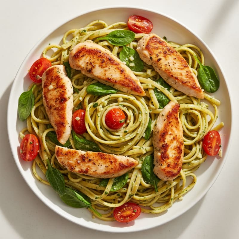 Creamy Pesto Chicken Linguine