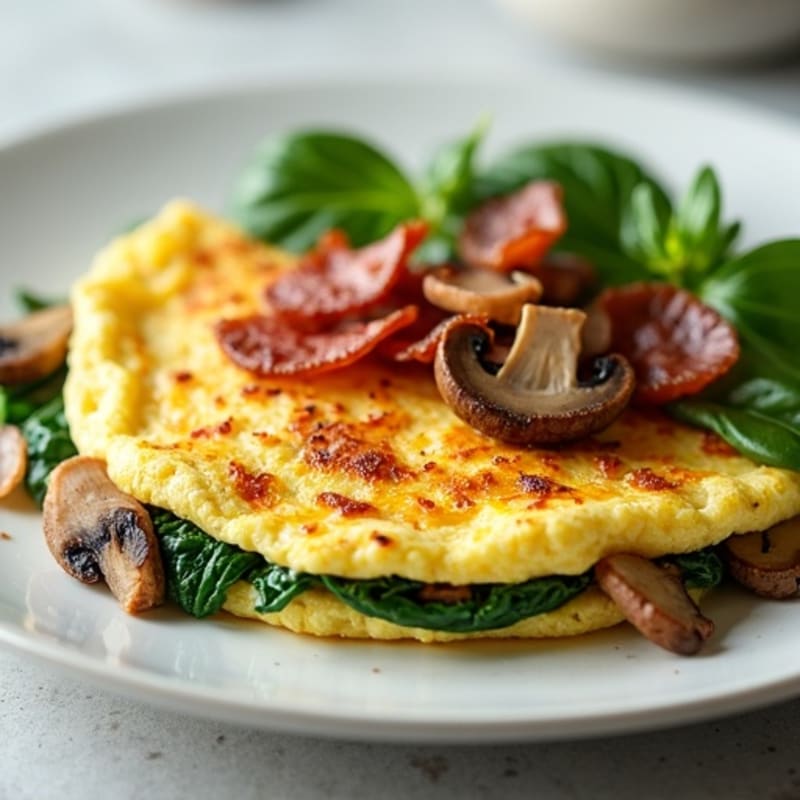 Fluffy Spinach Mushroom Goat Cheese Omelette