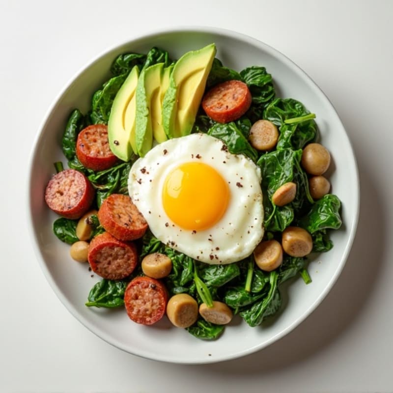 Egg White and Turkey Sausage Scramble with Spinach