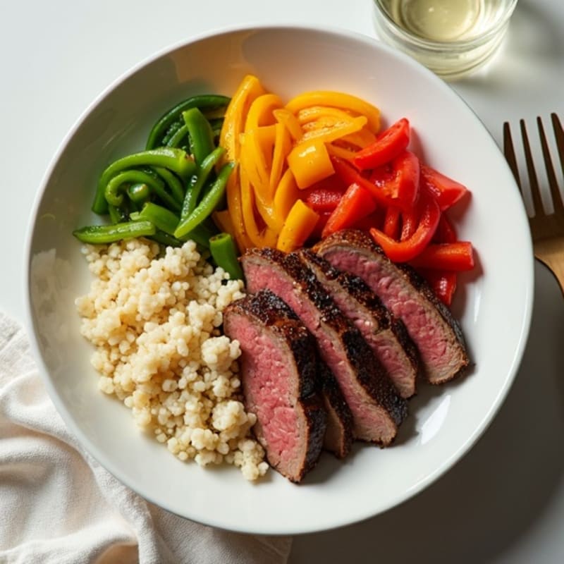 Lean Sirloin Philly Steak Bowl with Bell Peppers