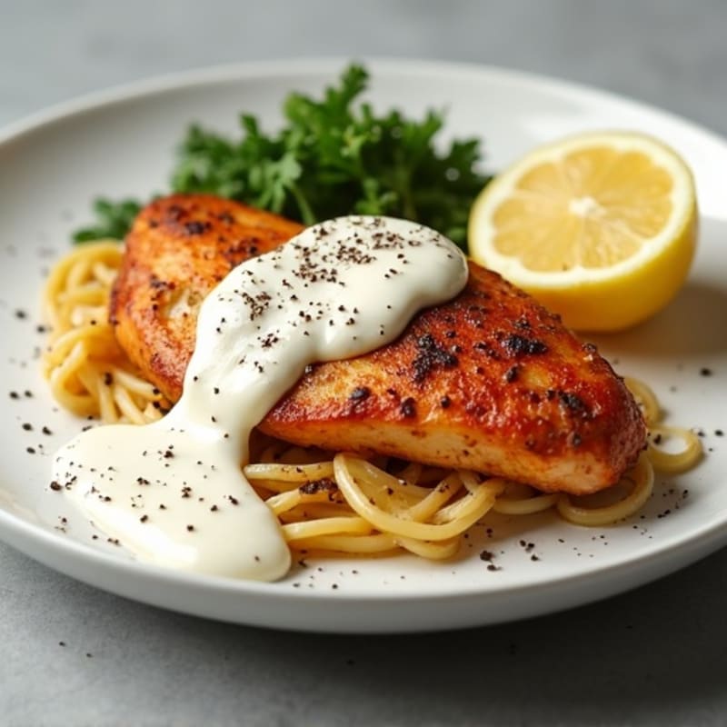 Spiced Roasted Chicken with Creamy Garlic Sauce