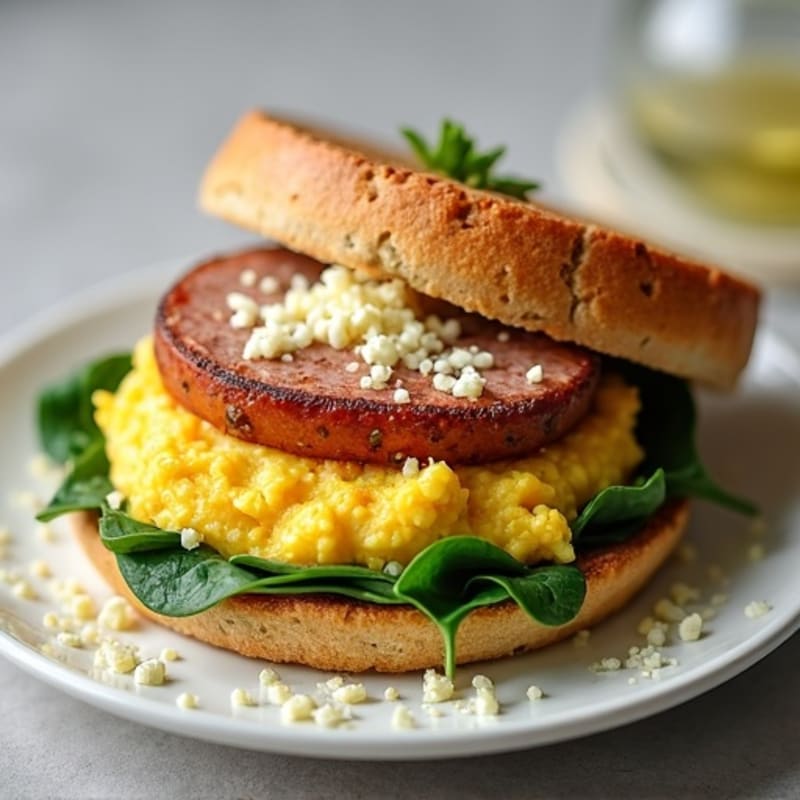 Egg White and Turkey Sausage Scramble with Spinach