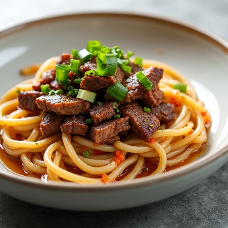 Ginger Sesame Beef with Rice Noodles